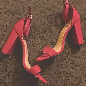 Burgundy red chunky heels